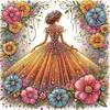 Diamond Painting-DIY Crystal Rhinestone  Color Floral Gown Girl