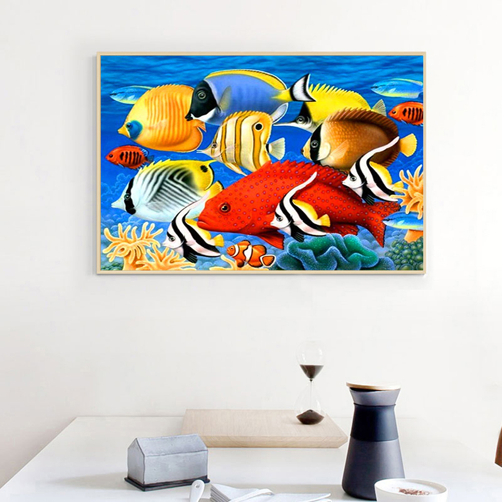 

(Multi-Size) Colorful Fish - Round/Square Drill Diamond Painting - 40*30CM, Square diamond 40*50cm, 501 Original