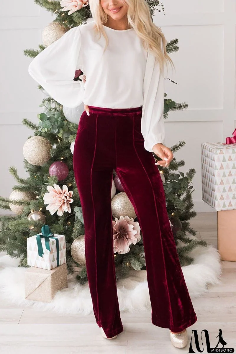 MidiSono - Cheerful Velvet Seam Flares Pants
