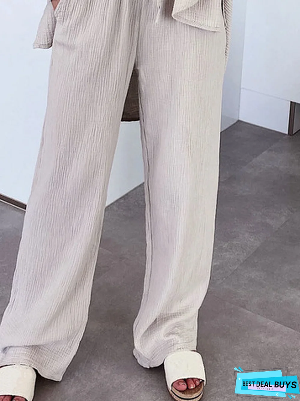 Casual Loose Plain Texture Pants