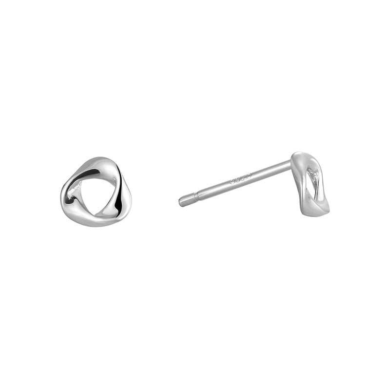 1 Pair 925 Sterling Silver 925 Sterling Silver Earrings Geometric Solid Color Ear Studs