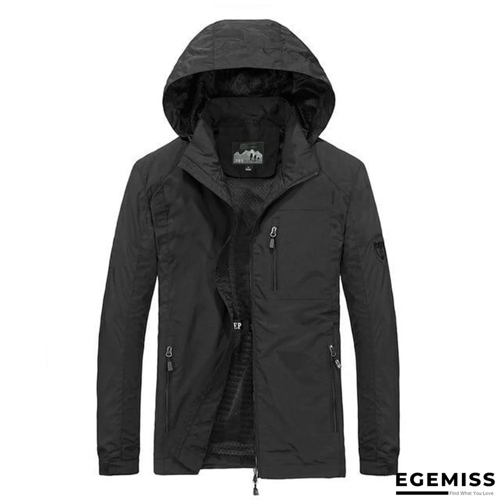 Men Plus Size Waterproof Hooded Jacket Thin Casual Sporting Coat Motorcycle Fashion Outerwear Windbreaker | EGEMISS