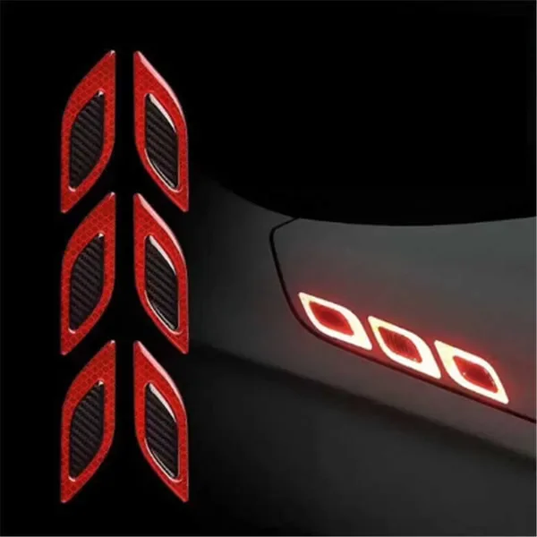 charger 6Pcs/Set Universal Reflective Stripe Stickers for Car Fender Hood Bumper Night Decal Safety Warning Carbon Fiber