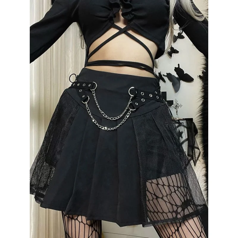 Kawaii Chains See Through Pleated Skirt ON74