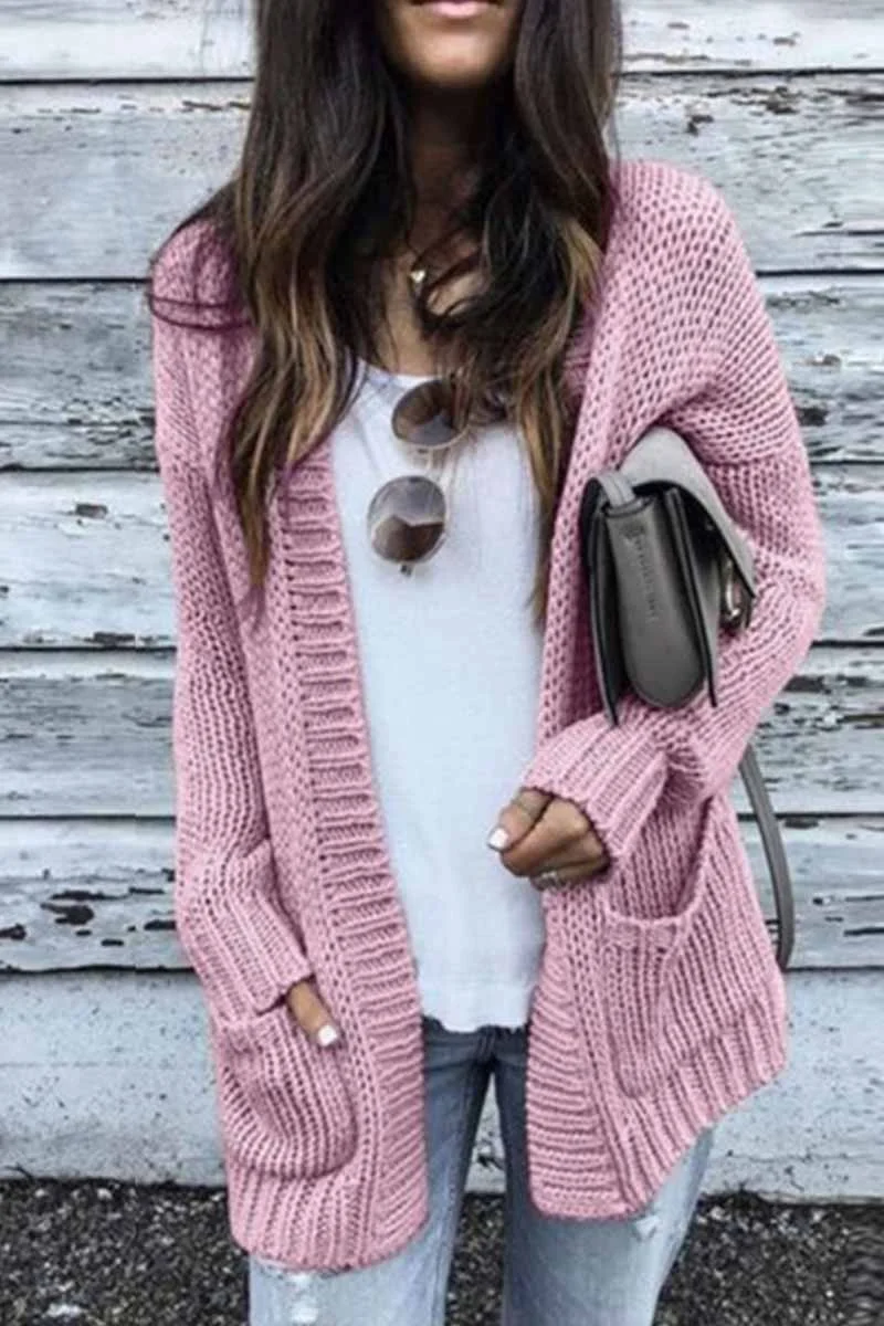 Abebey Solid Loose Sleeve Sweater Cardigan