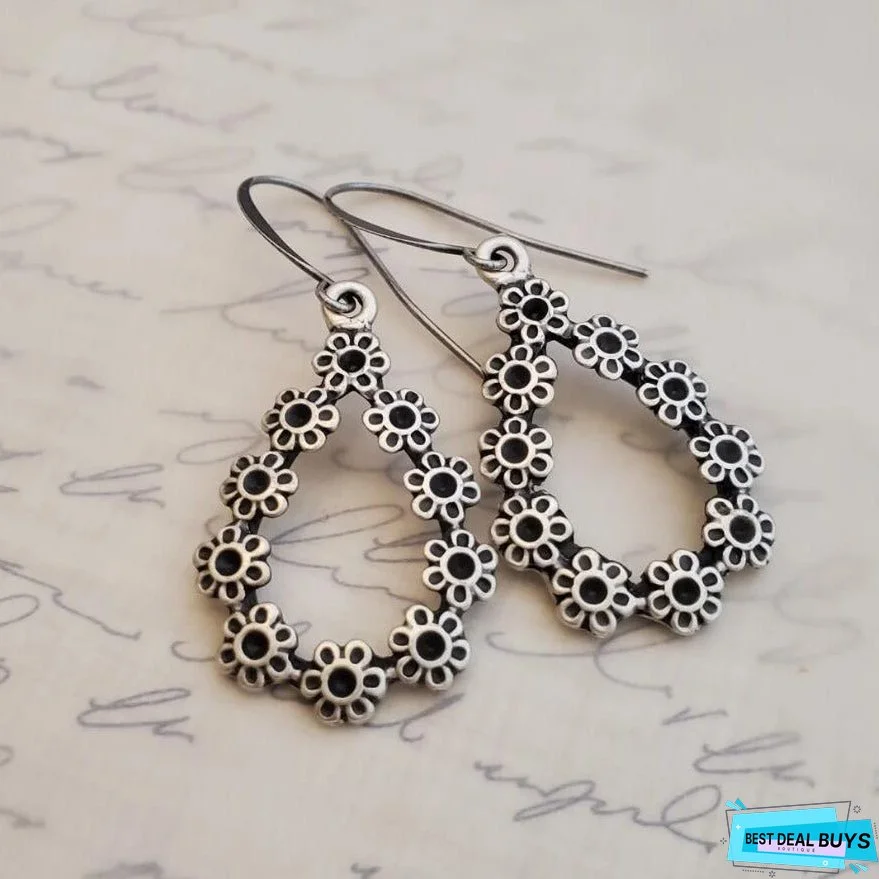 Alloy Flower Teardrop Shape Earrings