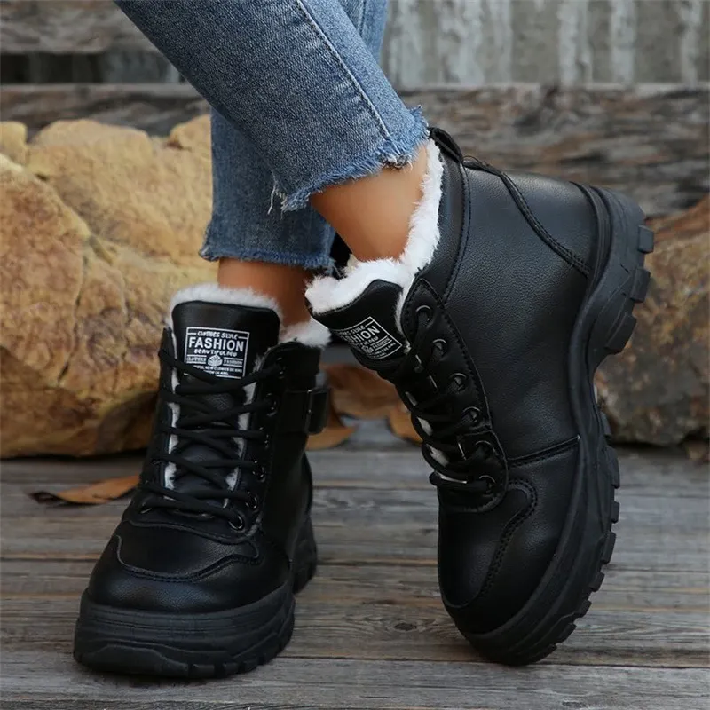 Breakj Breakj New Autumn And Winter Ladies Keep Warm Martin Boots Plus Velvet Thick And Thick-Bottomed Short Boots Shoes