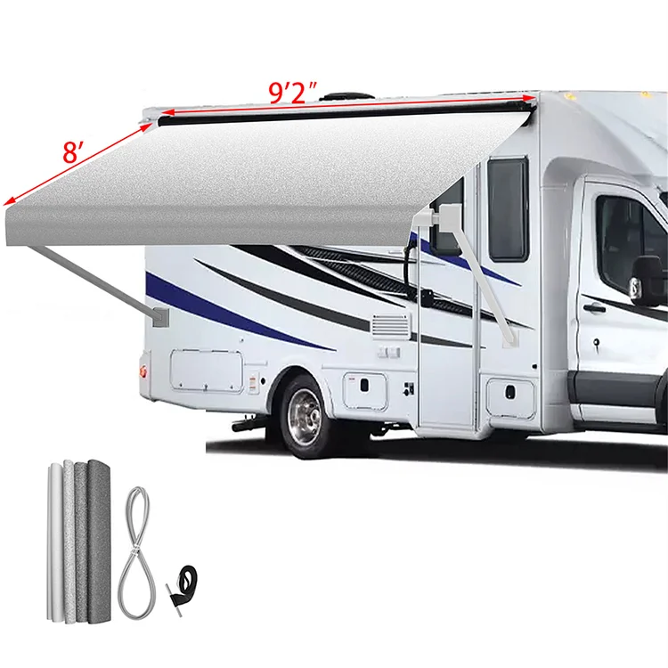 Silscvtt RV Awning Fabric Replacement - Universal Outdoor Canopy for Camper - 10FT(Fabric 9FT 2in) - Grey Fade