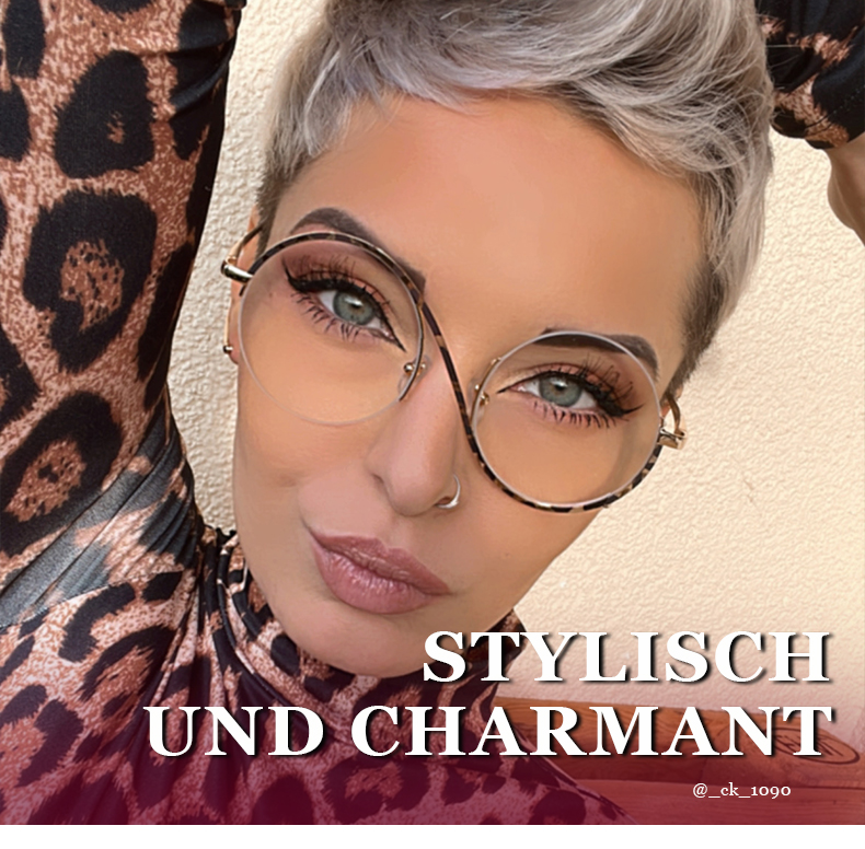 Alina Schwarz-Tortoise Rund Brille