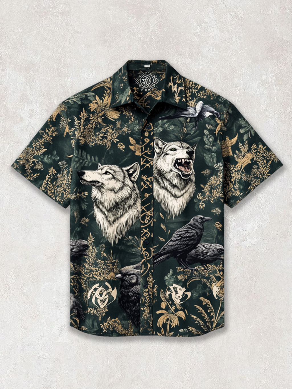 Men's Viking Wolf Mythology Emblem Celtic Knot Totem Shirt