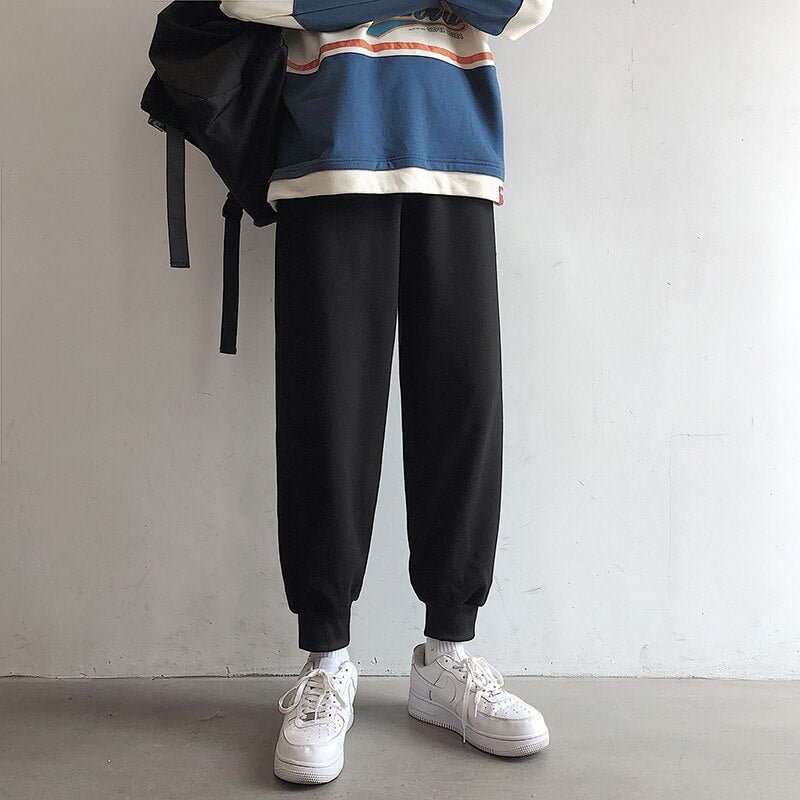 Woherb 2020 Autumn Men Joggers Cuffed Pants Washed in Black Gray Unisex Sweatpants Drawstring Oversized Casual Pants