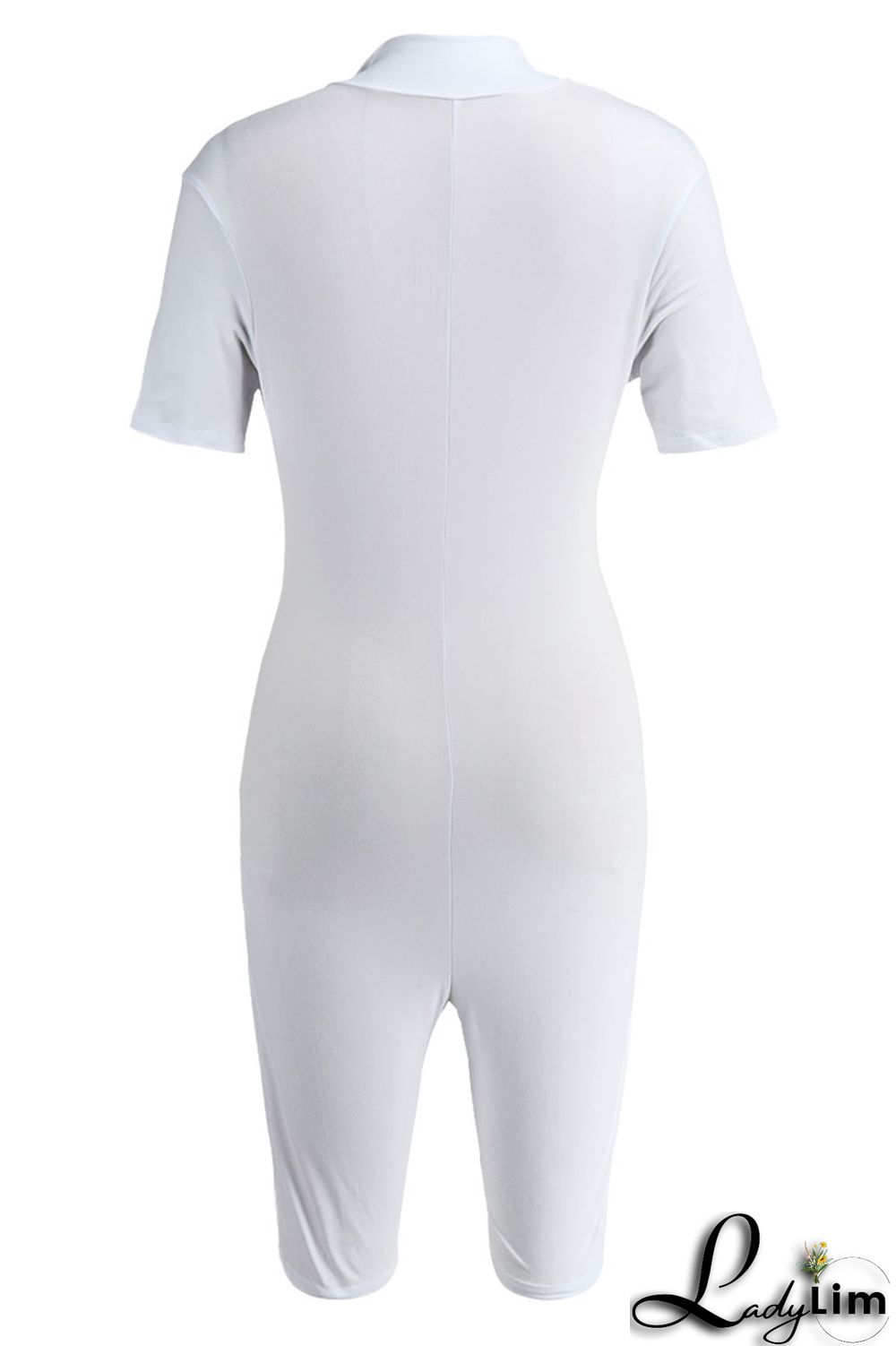 Royal Blue Fashion Casual Solid Basic Zipper Collar Skinny Romper