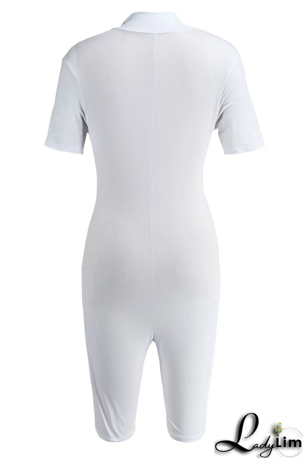 Royal Blue Fashion Casual Solid Basic Zipper Collar Skinny Romper