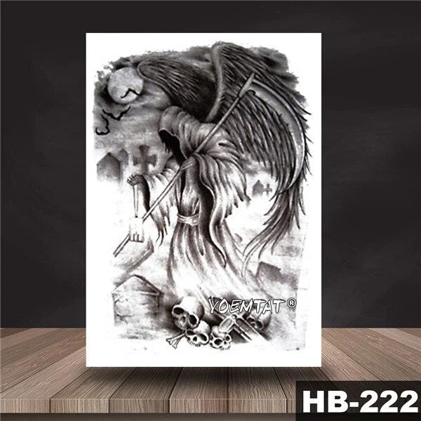 Waterproof Temporary Tattoo Sticker Black color dragon pattern tattoo Water Transfer Skull body art fake tattoo For Women Men