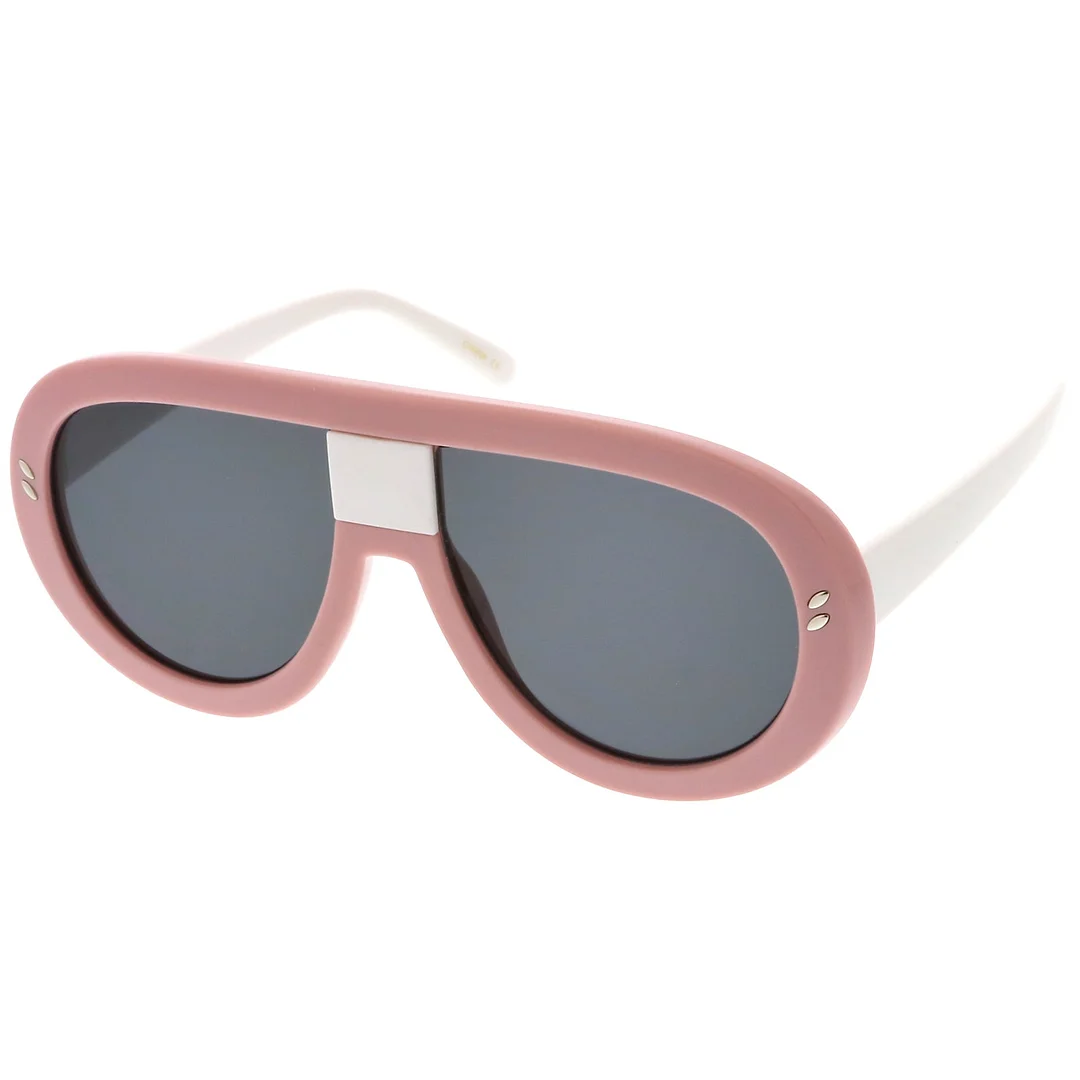 Oversize Chunky Teardrop Shape Flat Lens Aviator glasses 58mm