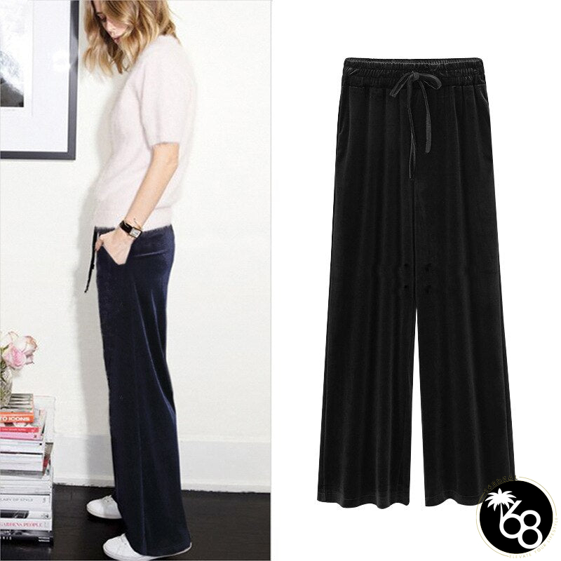 Women's Polyester High Elastic Waist Closure Warm Casual Pant | 168DEAL