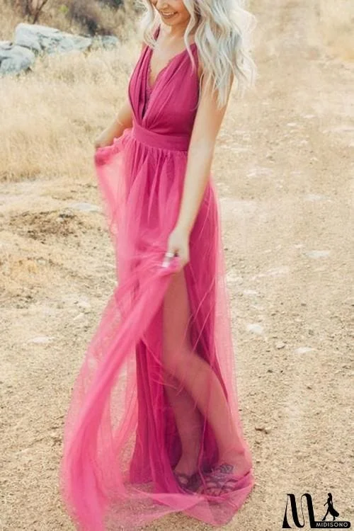 MidiSono - V Neck Backless Maxi Dress