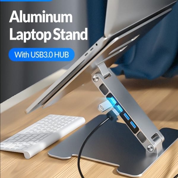 4 Port USB3.0 Foldable Laptop Aluminum Stand