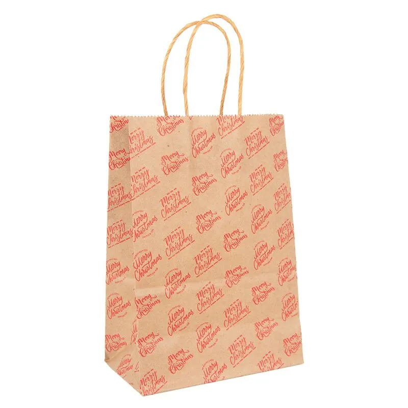 5pcs Kraft Paper Gift Bags Snowflakes Merry Christmas Candy Cookie Packaging Bag Boxes 2022 New Year Party Natal Kids Favors