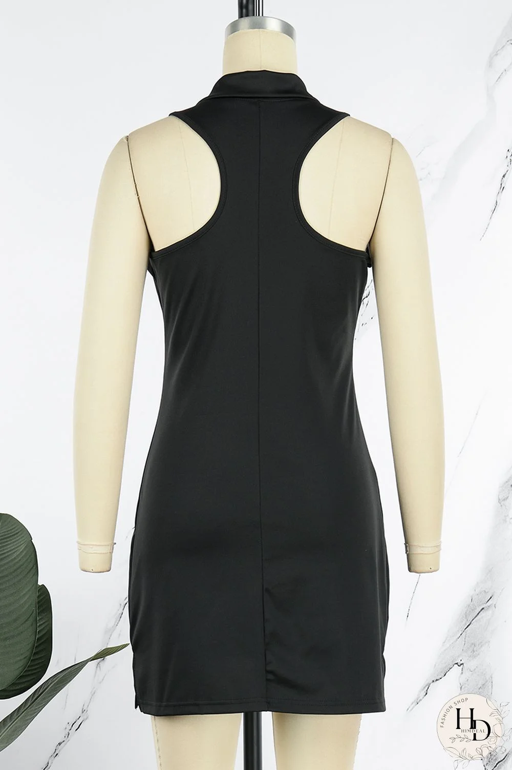 Black Sexy Solid Patchwork Turndown Collar Pencil Skirt Dresses