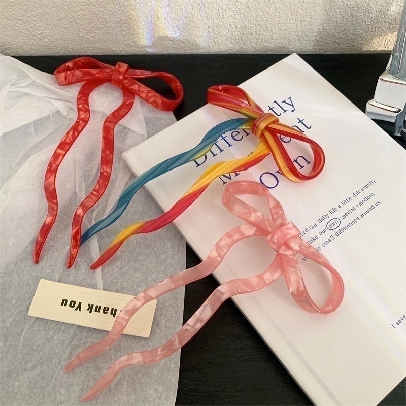 Women’s Sweet Minimalist Bow Knot Acetic Acid Sheets Hairpin