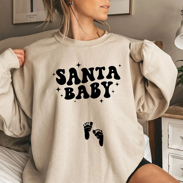Christmas Pregnancy Announcement T-shirt, Santa Baby V-neck, Sweatshirt, Hoodie