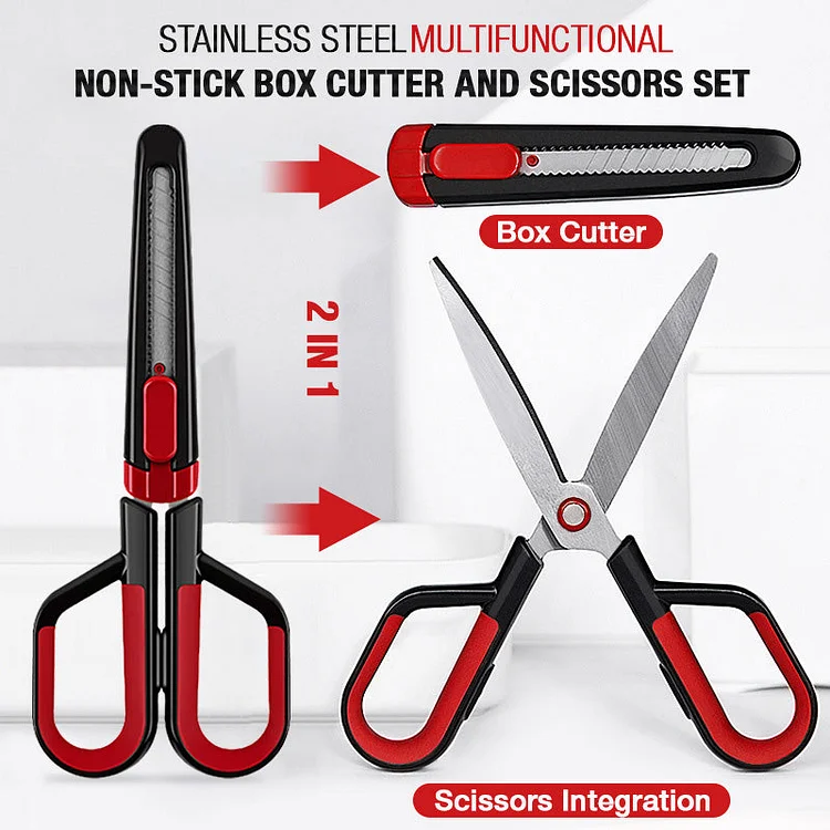 Stainless Steel Multifunctional Non-Stick Box Cutter And Scissors Set