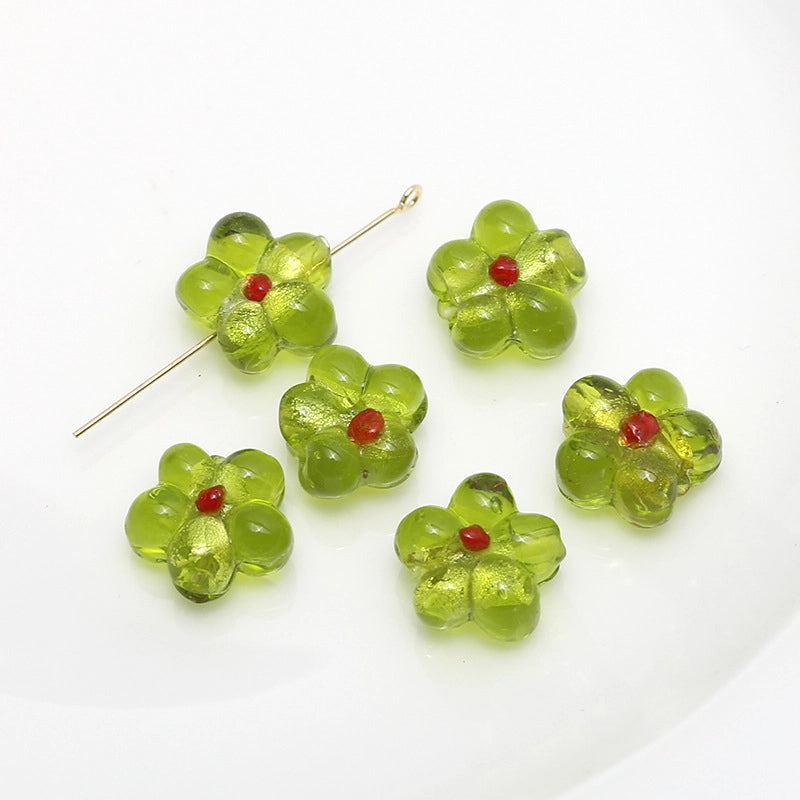 10 PCS/Package 14mm 19mm Glass Flower Jewelry Accessories