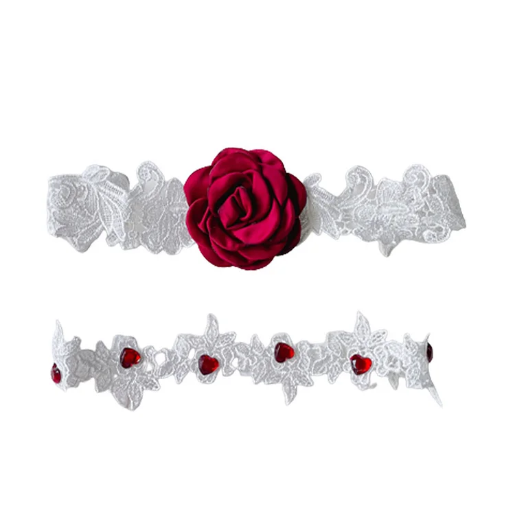 Sexy Rose Lace Leg Ring Two Pieces Set - Modakawa Modakawa