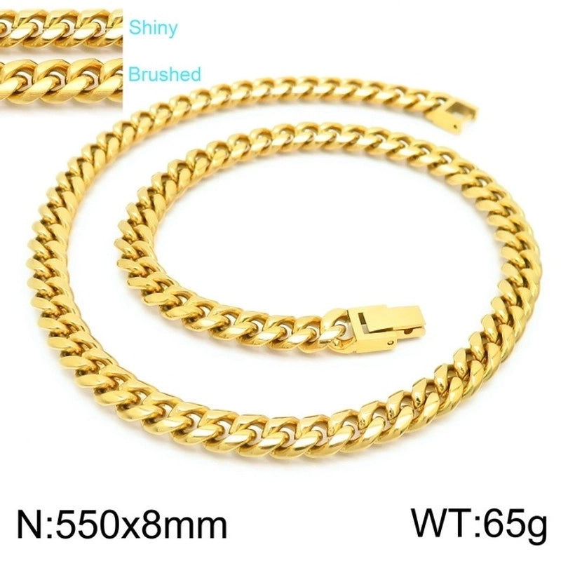 Classic Style Solid Color Titanium Steel 18K Gold Plated Chain Bracelets Necklace