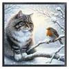 Winter Cat And Bird-11CT Stamped Cross Stitch 40*40cm/15.75*15.75in tapestrymarket