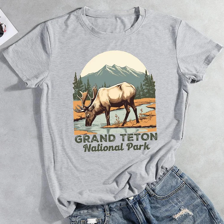 Grand teton national park Round Neck T-shirt-0026170