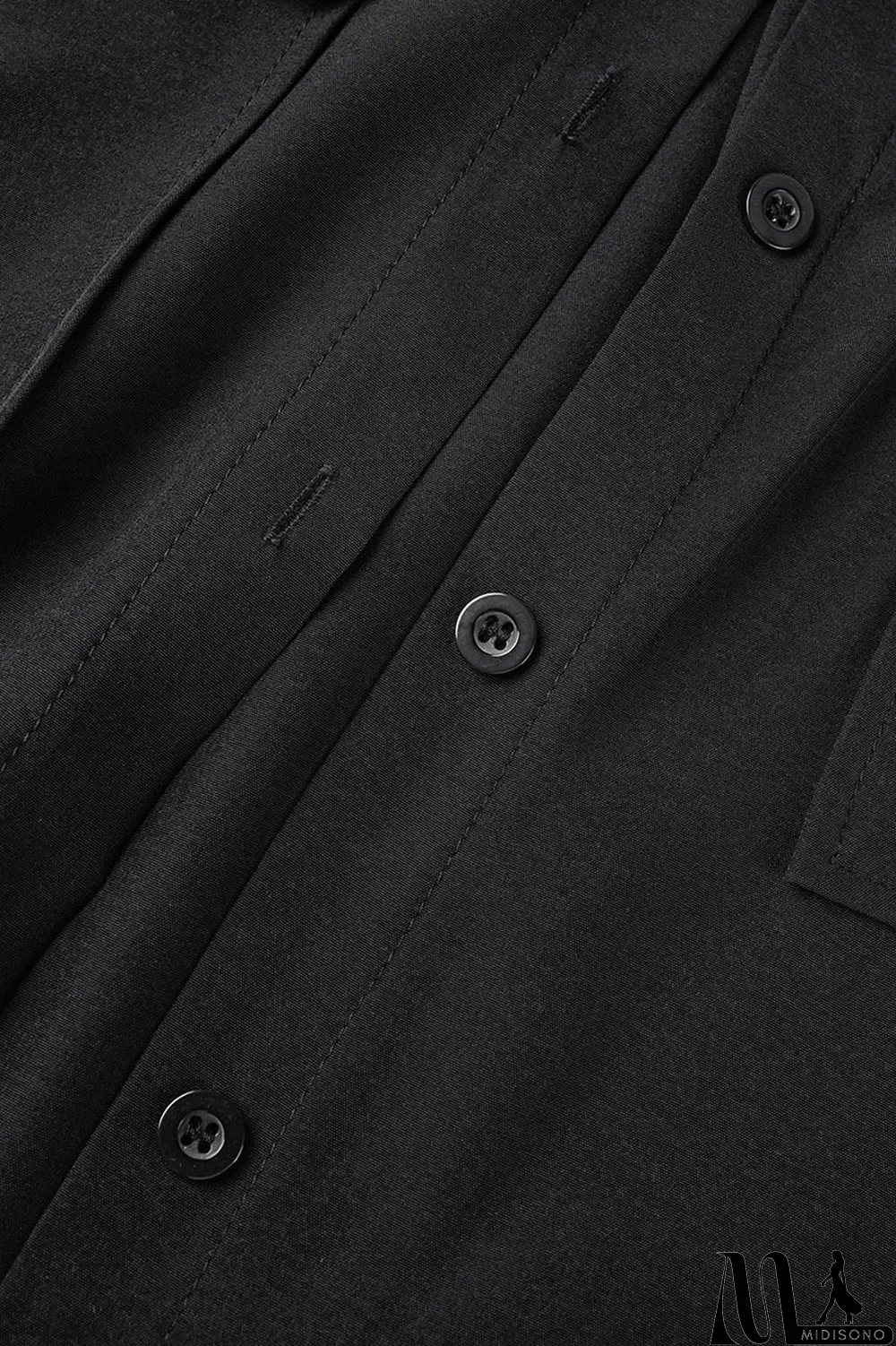 MidiSono - Brown Casual Solid Patchwork Buckle Turndown Collar Tops