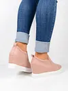 Women Faux Suede Wedge heel Sneakers Slip on Breathable Shoes