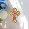 5D DIY Special Shaped Diamond Painting Cross Hanging With Lamp String Kit
