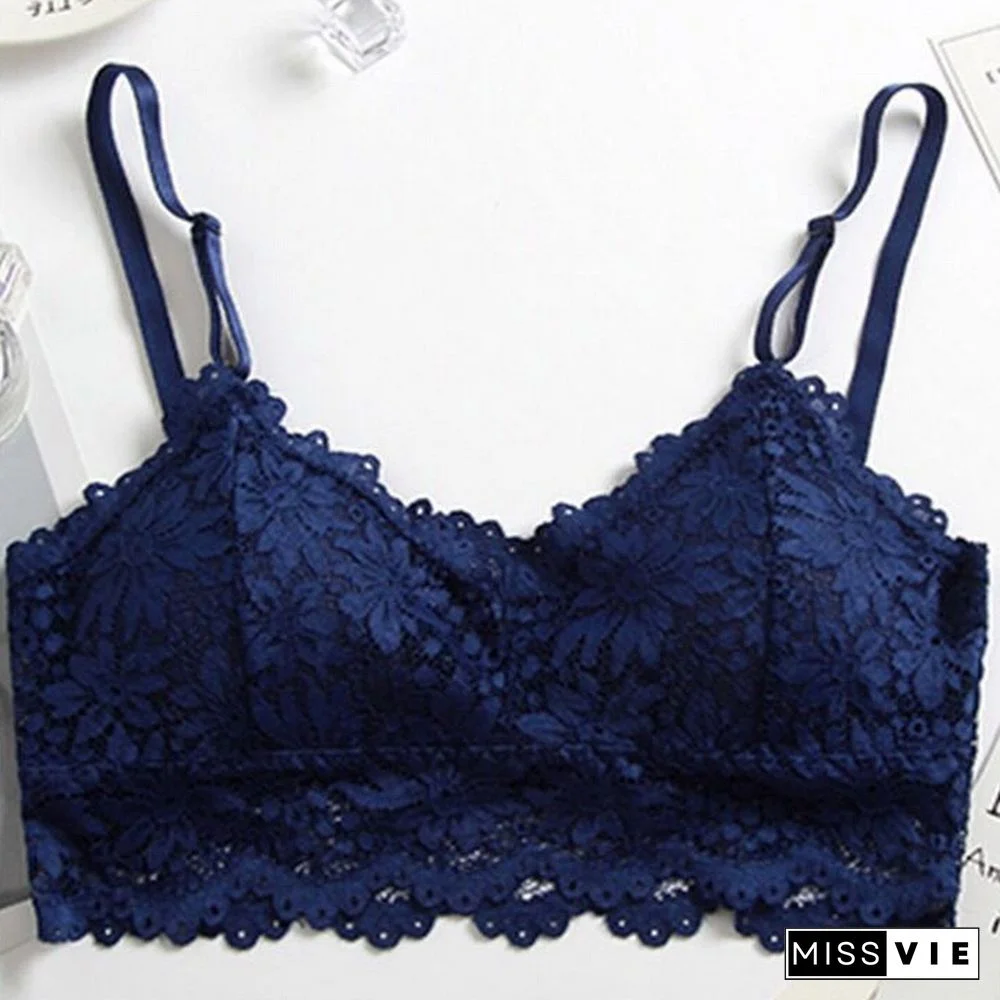 Sexy Lace Bralette Tube Tops Bandeau Summer Women Lace Bra Tanks Crop Tops Bandeau Girl Underwear Solid Color Camisole Hot Sale