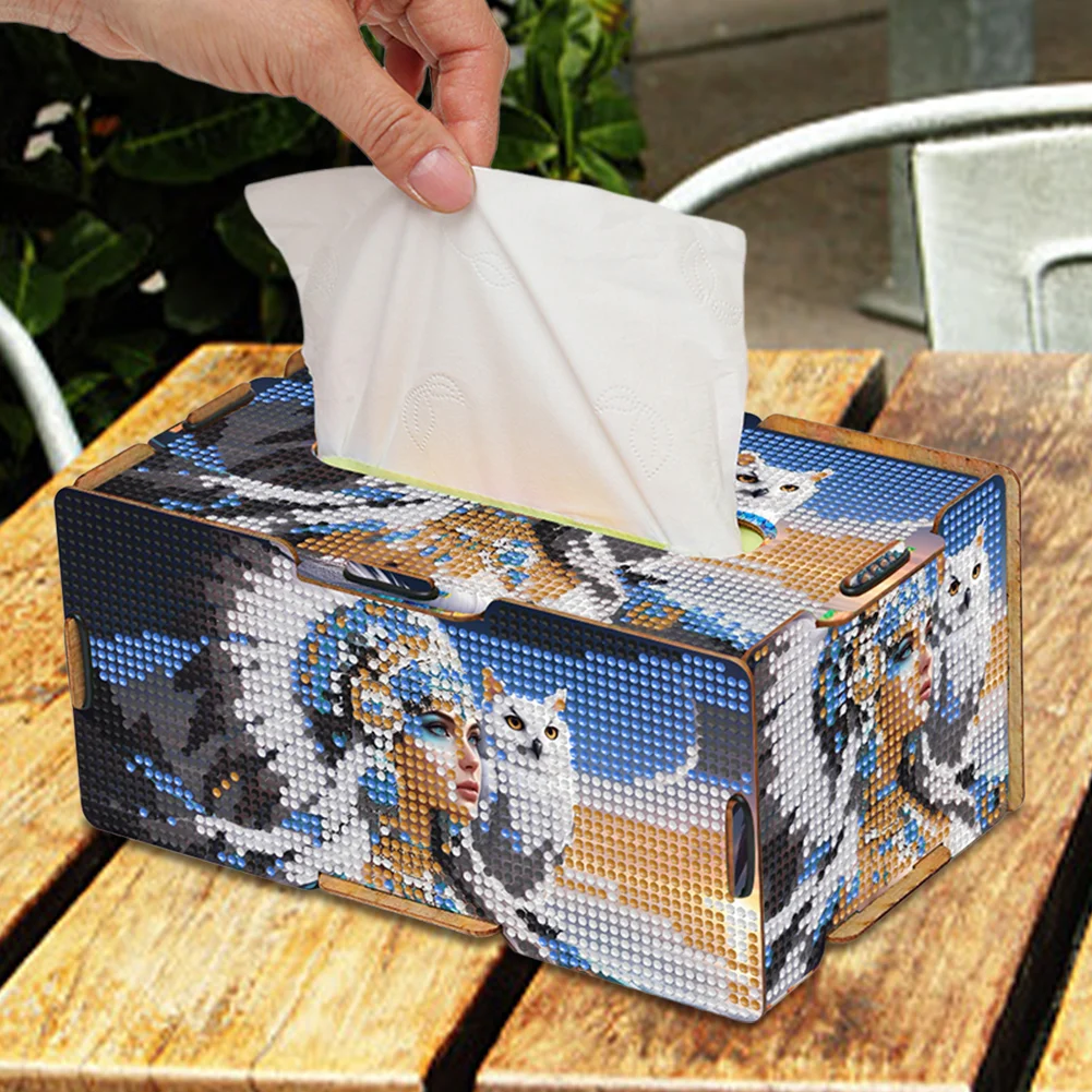 Owl Indian Diamond Painting Tissue Box Wooden Diamond Art Tissue Storage Box