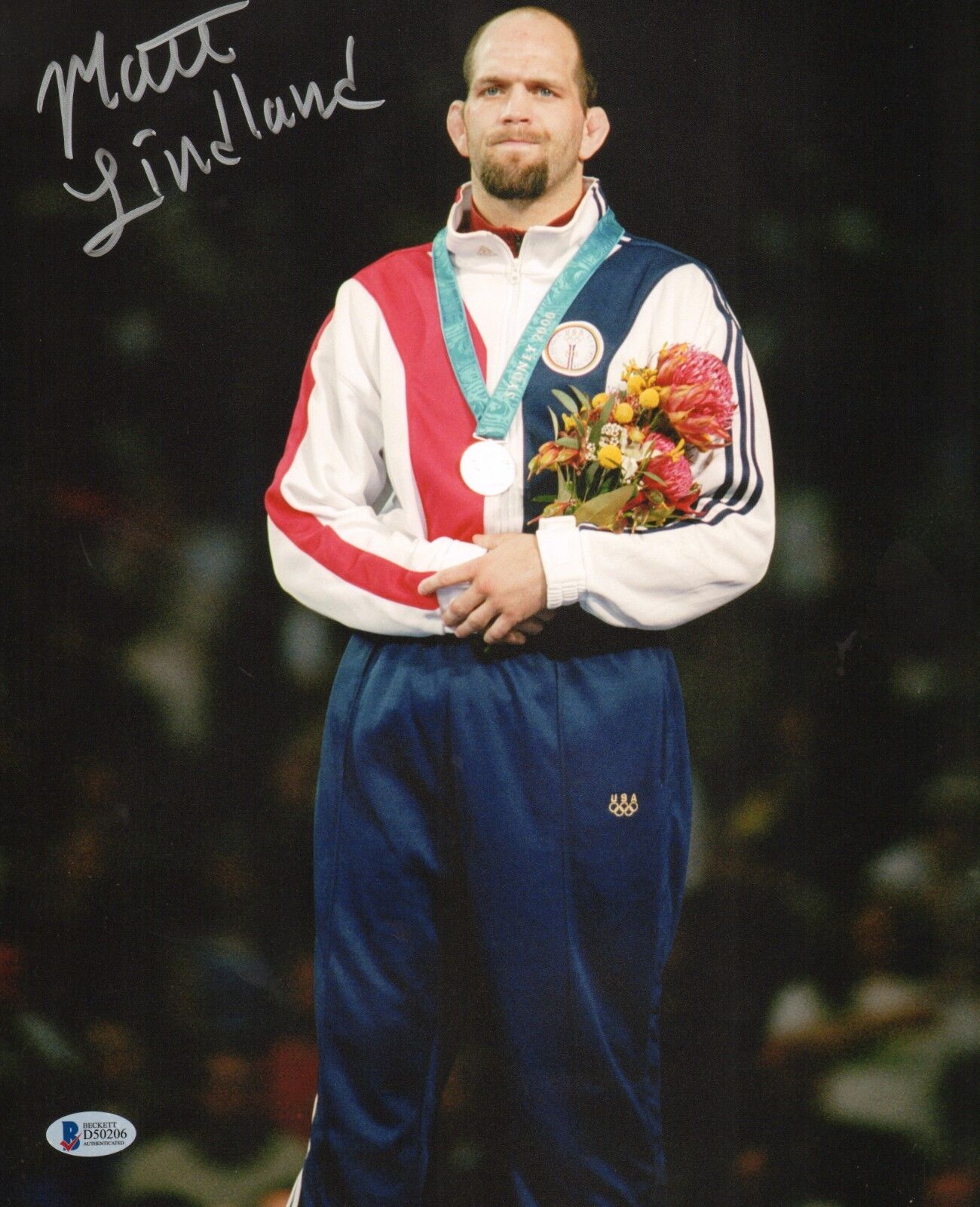 Matt Lindland Signed 11x14 Photo Poster painting BAS COA UFC USA 2000 Olympic Wrestling Picture