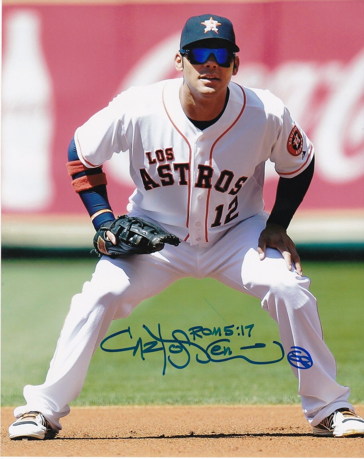 CARLOS PENA HOUSTON ASTROS ACTION SIGNED 8x10