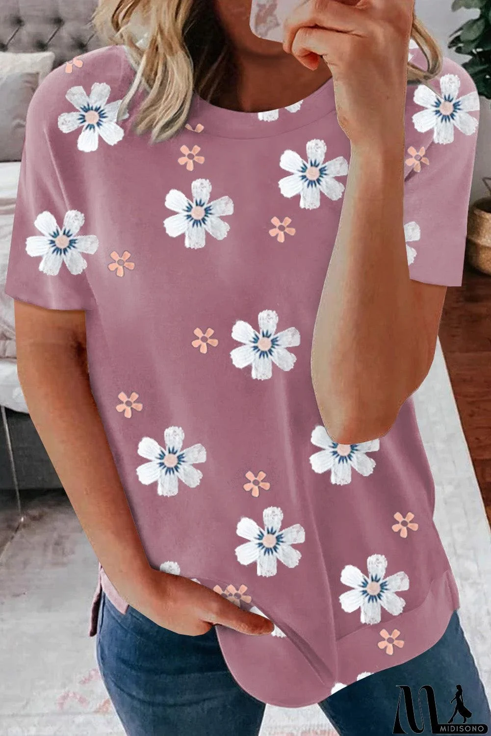 MidiSono - Floral Pattern T-shirt