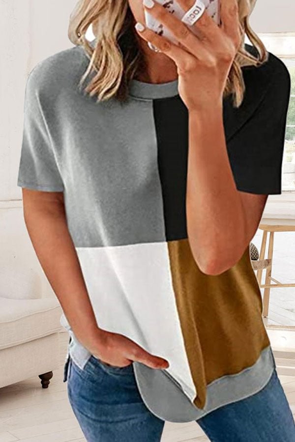 Color Block Casual Short Sleeve T-Shirt