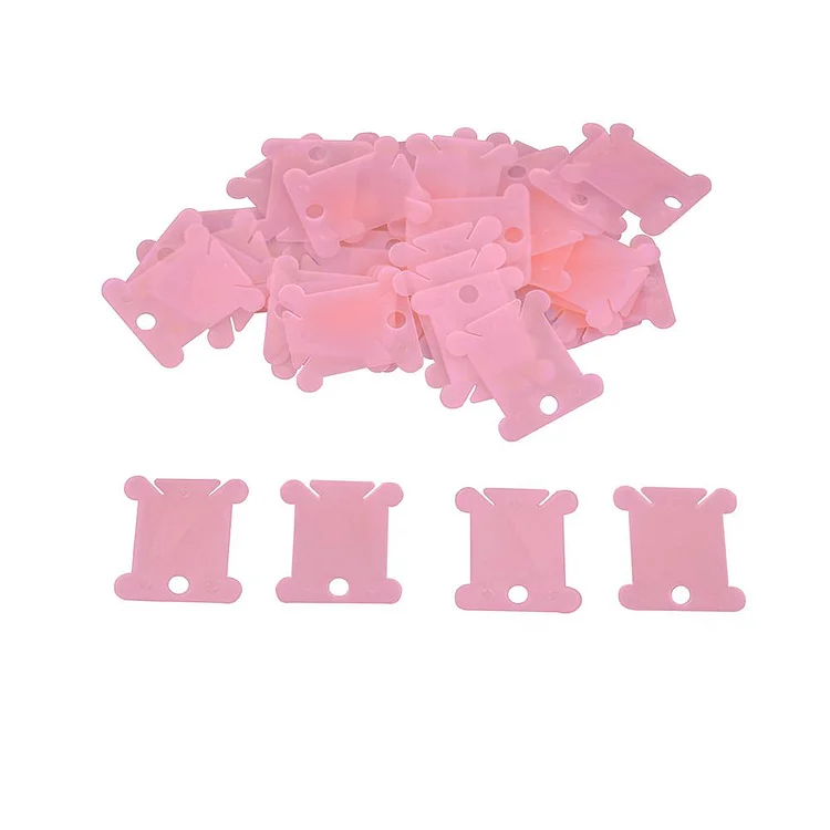 100pcs Plastic Bobbins Embroidery Floss Cross Stitch Thread Holder(Pink) fgoby