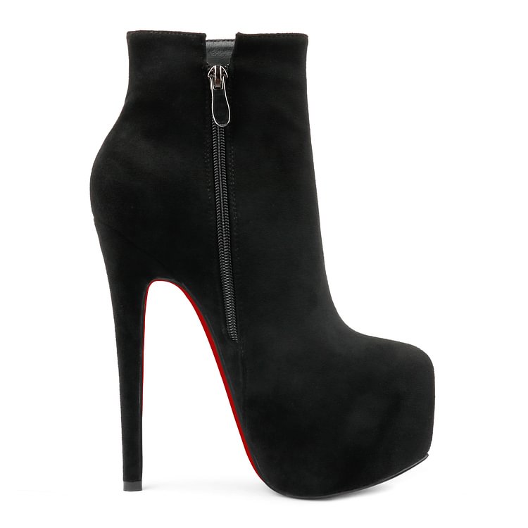 5.9" Women's Sky High Heels Platform Winter Suede Ankle Boots