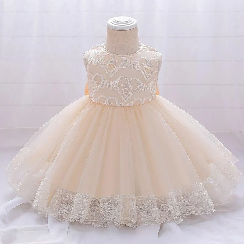 2021 White Dress Ceremony 1st Birthday Dress For Baby Girl Clothes Beading  Princess Dress Ball Gown Party  Dresses 2 1- 5 Years