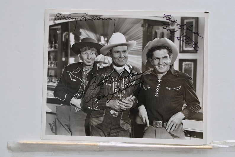 GENE AUTRY, Bob STEELE & Sterling Holloway Signed Photo Poster painting X3 Twilight On The Rio Grande wcoa