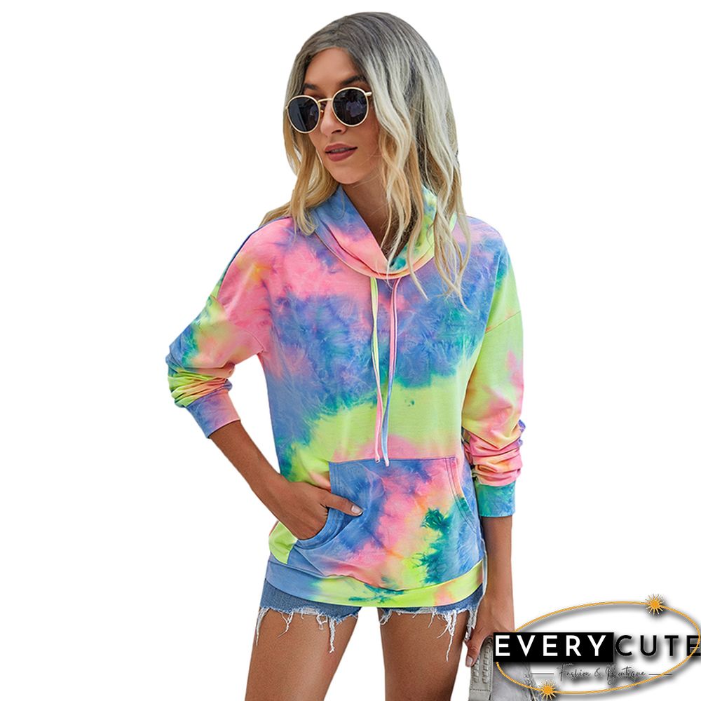 Yellow Tie Dye Kangaroo Pocket Sweatshirt