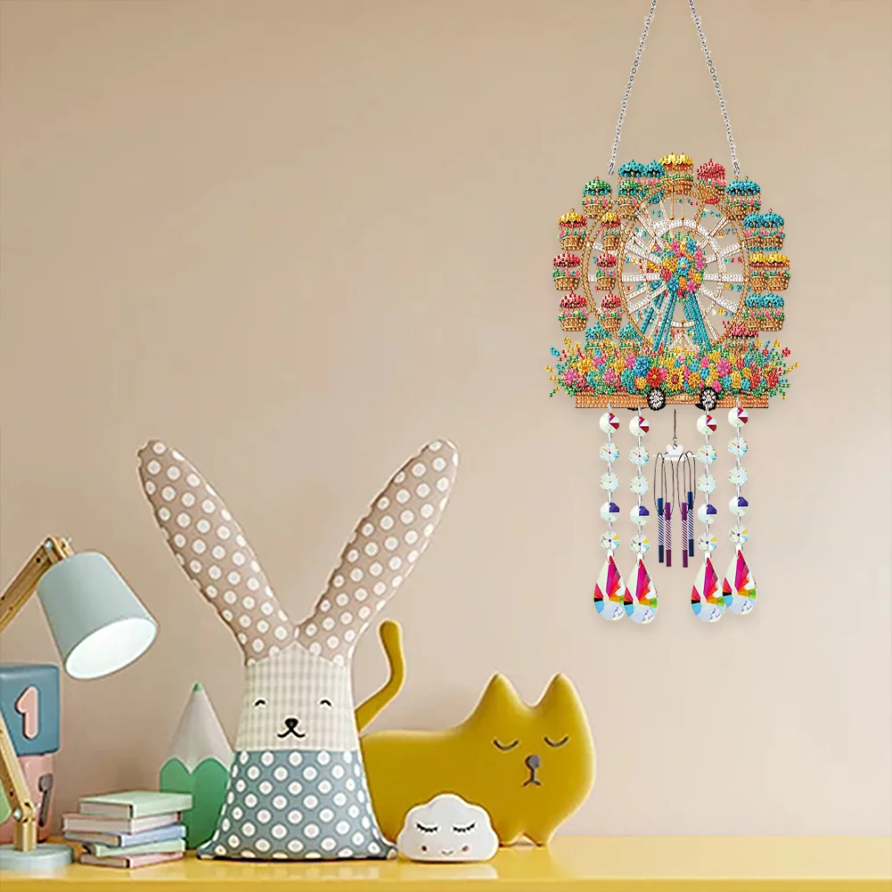 Double Sided Ferris Wheel 5D DIY Diamond Art Painting Wind Bell Hanging Sign