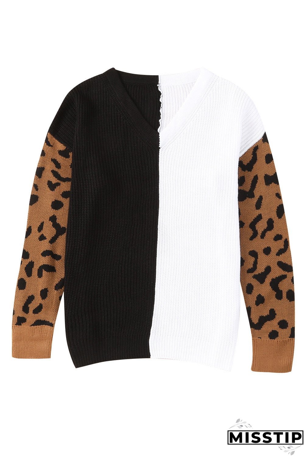 Contrast Color V Neck Sweater