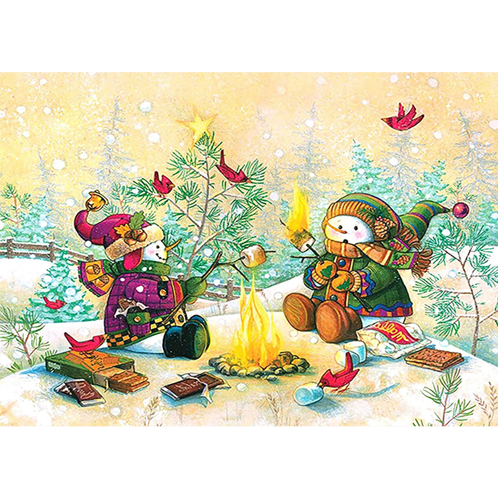 

40*30CM - Winter Barbecue - Round Drill Diamond Painting, 501 Original