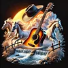Diamond Painting-DIY Full Round Drill Western Elements Guitar And Horse